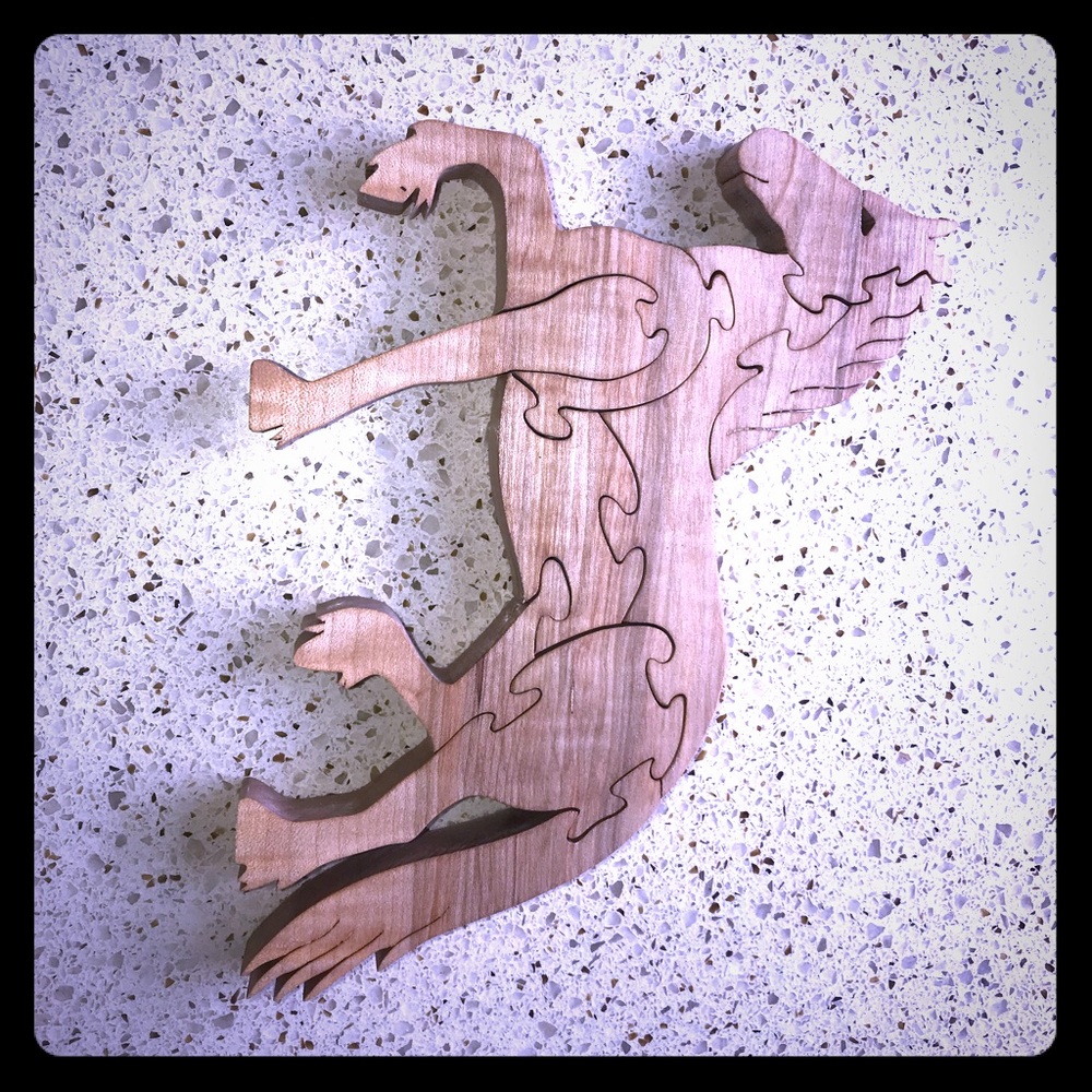 Handmade wooden Friesian horse puzzle